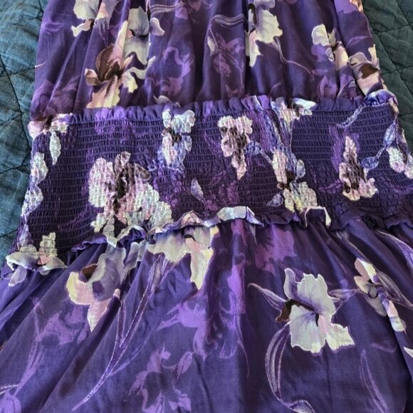 White House Black Market purple floral burnout midi halter dress. Size 10 - Picture 4 of 5